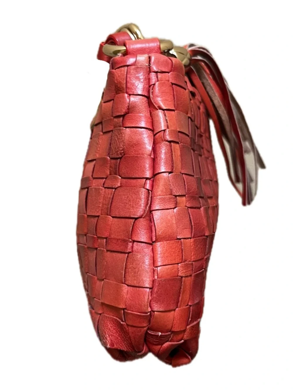 Elliott Lucca Intreccio III Woven Coral Orange Handbag - Picture 8 of 14